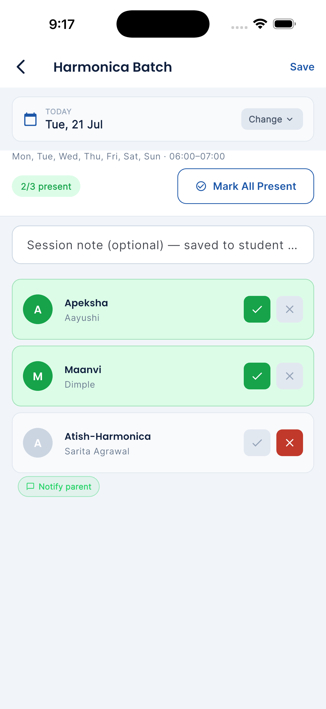 One-tap Attendance