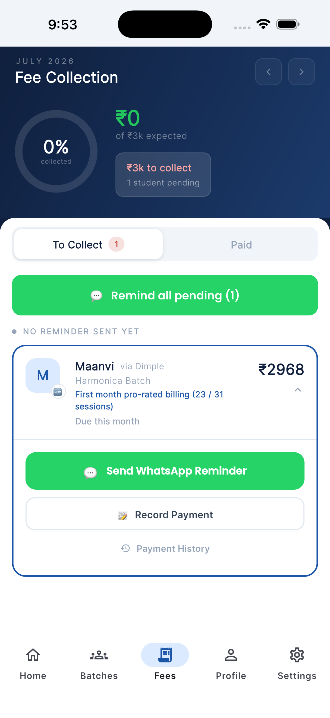 Automated Fee Reminders