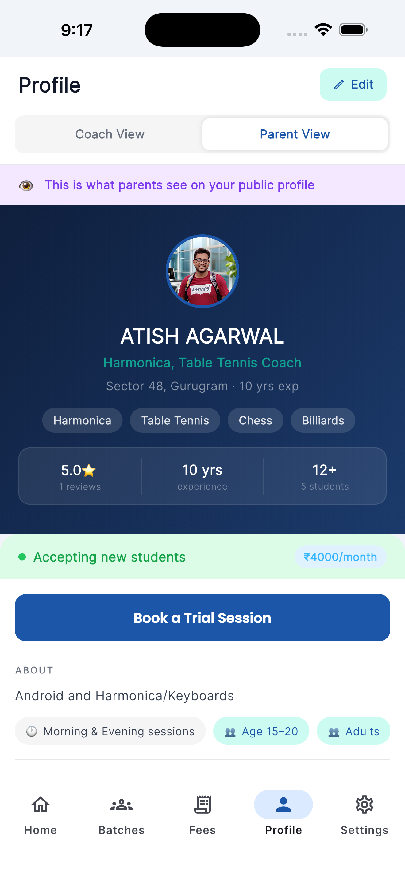 Coach Public Profile